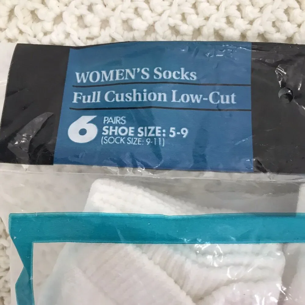 Vintage 1996 Hanes Her Way Low Cut Double Cushion Socks Fashion 6 Pair New USA